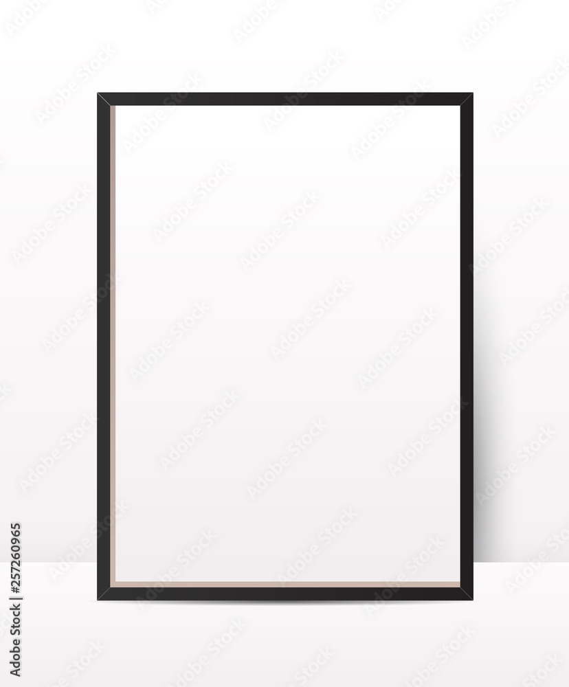 Realistic Photo Frame on wall background. Perfect for presentations, collages, paintings. Vector illustration.