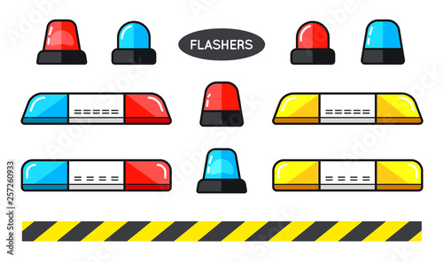 Set of Special Flashers of Emergency Dept Department Police Fire Ambulance Accident Tow Snow Removal