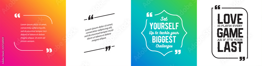 Fototapeta Remark Quote Template Bubble with Vivid Background. Citation Template Vector Set. T-shirts, Posters, Cards.