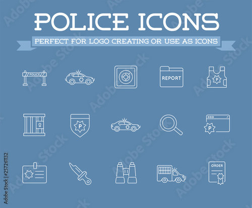 Icons Set of Police Related Icons, Vector.