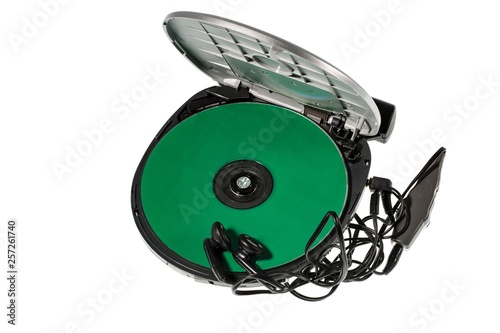 Close up view of cd player isolated. Old technology backgrounds.