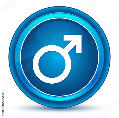Male symbol icon eyeball blue round button
