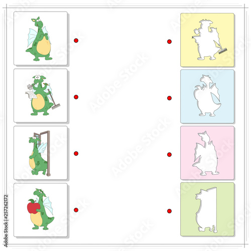 Cartoon green dragons. Irregular verbs do, be, come and have. Educational game for kids
