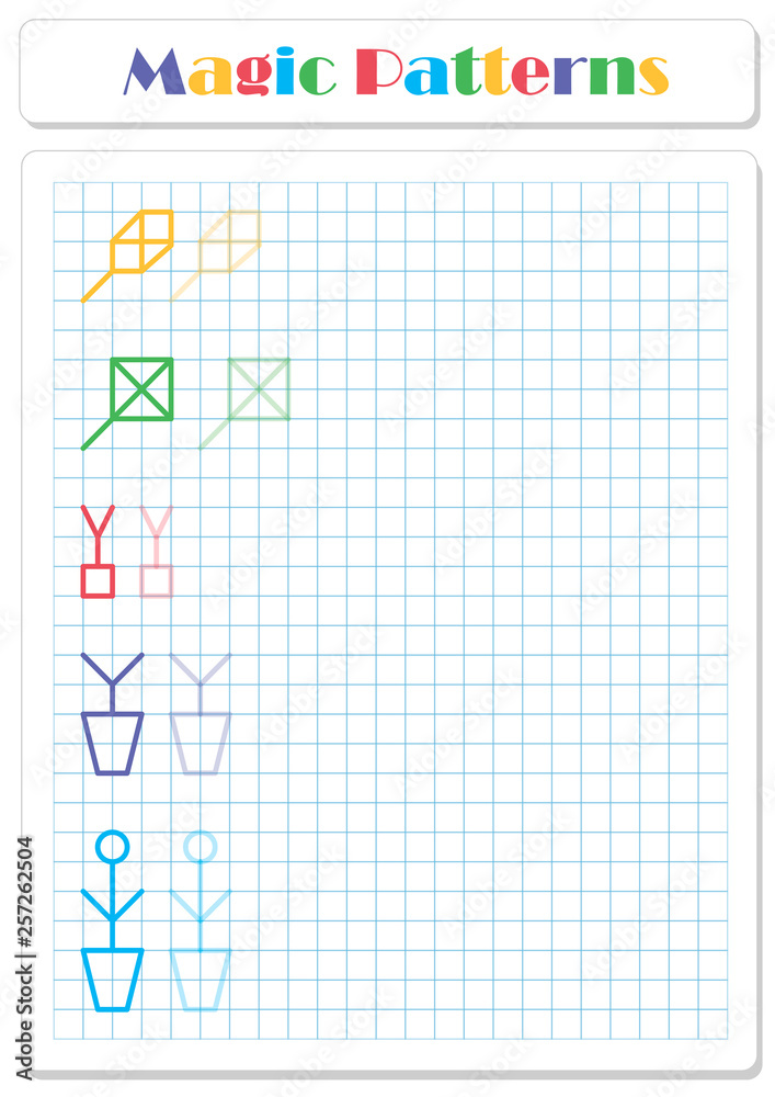 Continue the pattern with crayons or felt-tip pens Continue the pattern with crayons or felt-tip pens
