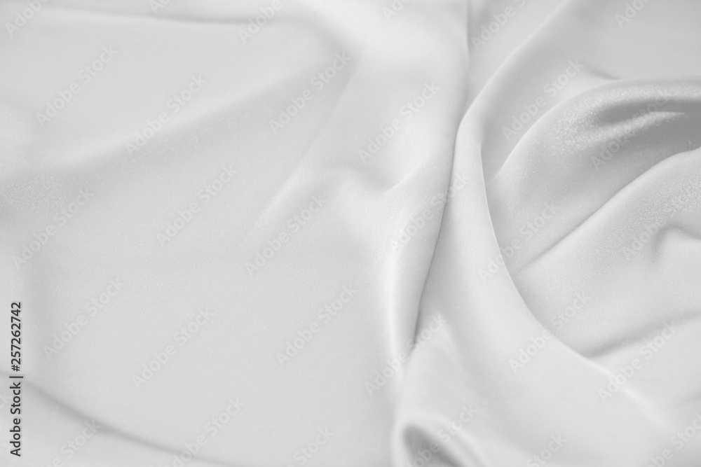 Rippled white silk fabric satin cloth waves background