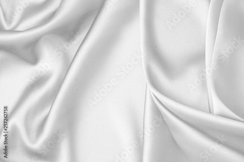 Rippled white silk fabric satin cloth waves background