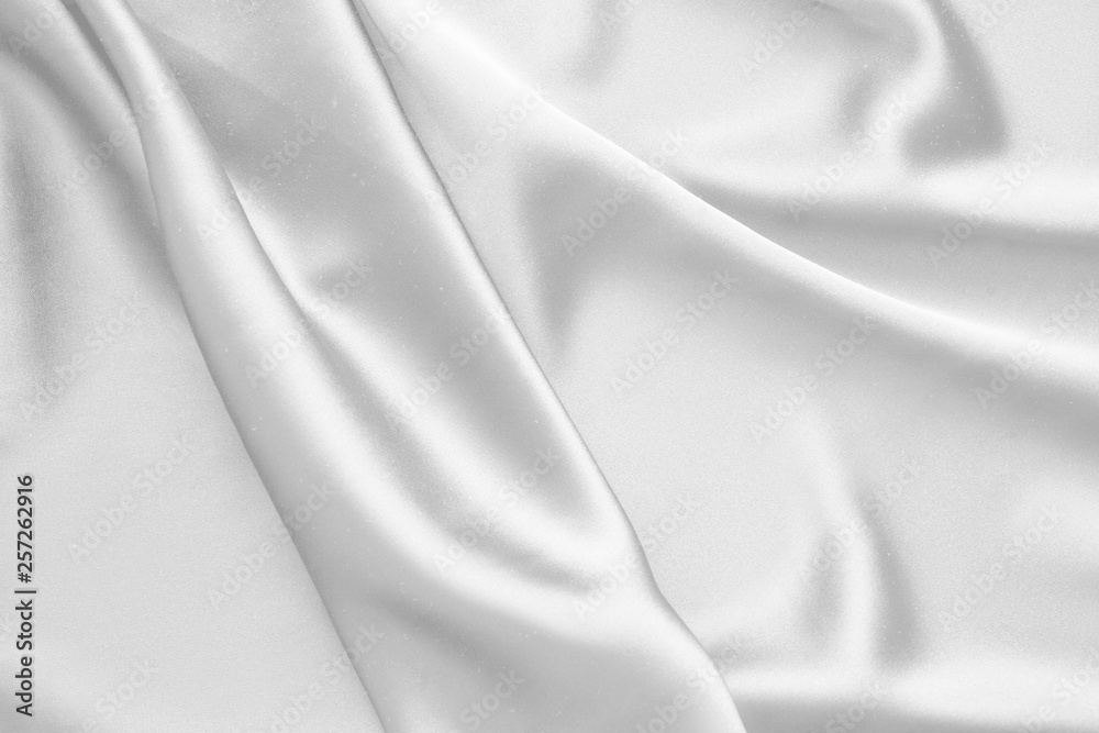 Rippled white silk fabric satin cloth waves background