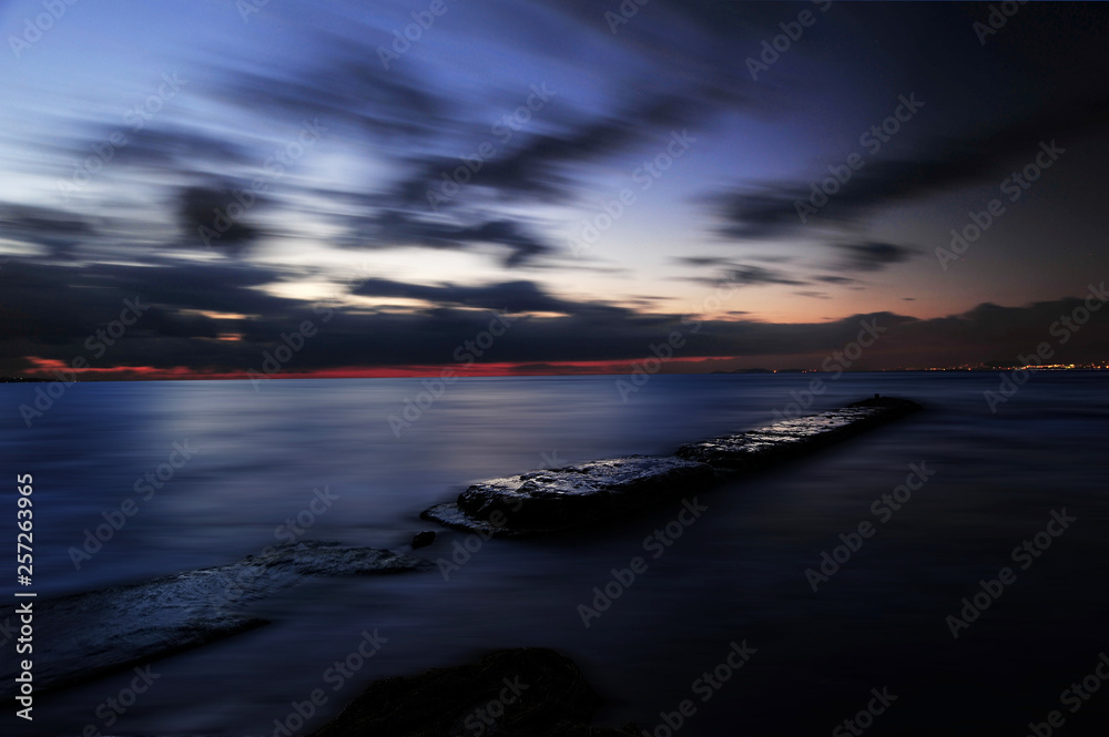 Blue sky at dusk, Long exposure night scene