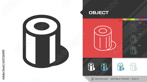 Wallpaper Mural Object black glyph silhouette and editable stroke thin outline single icon with volume isometric geometric cylinder. Torontodigital.ca