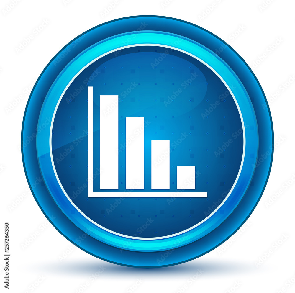 Statistics down icon eyeball blue round button Statistics down icon eyeball blue round button