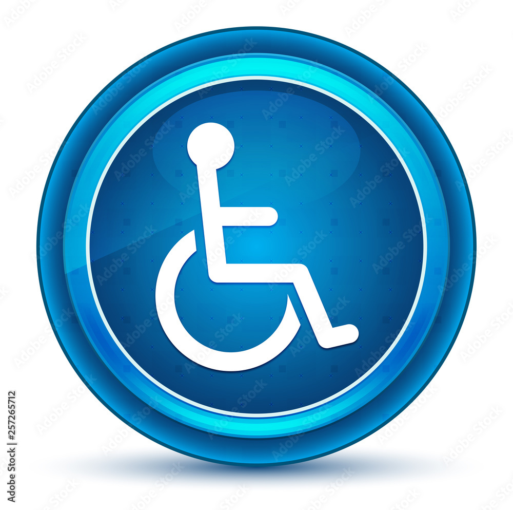 Wheelchair handicap icon eyeball blue round button Wheelchair handicap icon eyeball blue round button