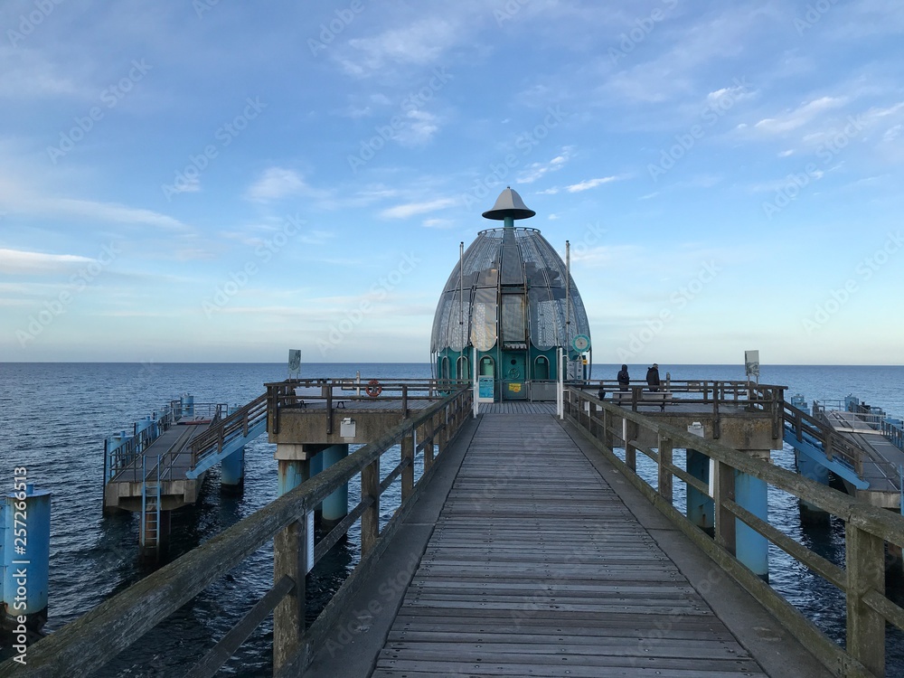 the diving bell on the sea bridge Sellin at the island Rügen