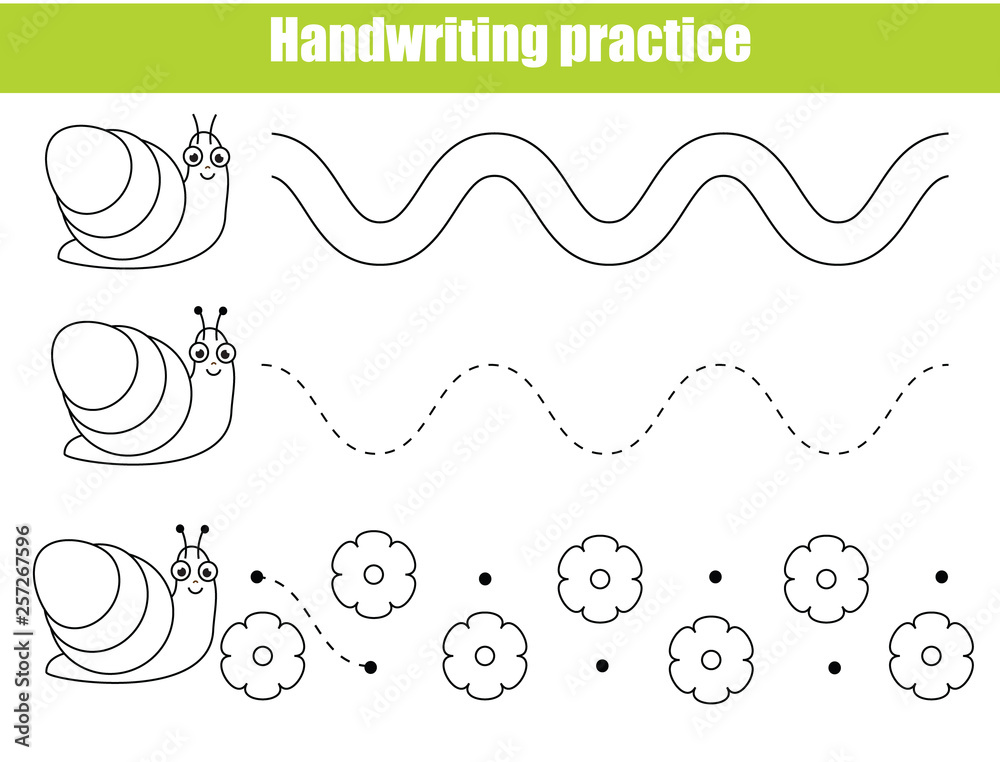 Preschool handwriting practice sheet. Educational children game