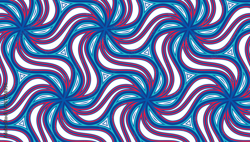 Fototapeta premium Seamless pattern with rotating figures. Optical illusion of movement of forms in space.
