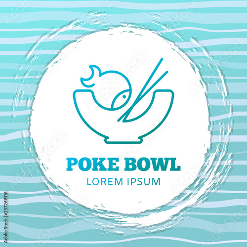 Poke bowl vector logo concept