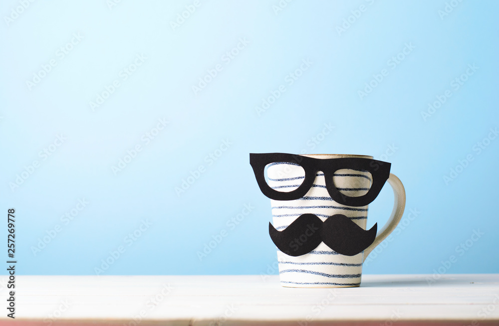 Happy Father's Day Concept, Coffee Mug with Mustache