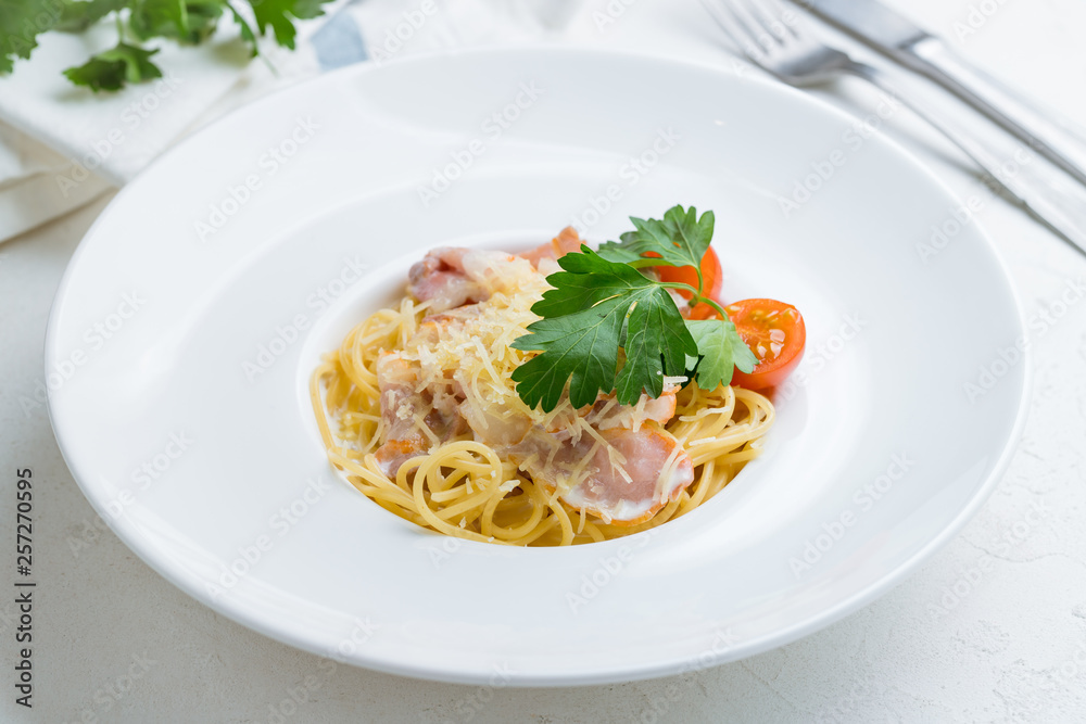 Spaghetti Carbonara with bacon Spaghetti Carbonara with bacon