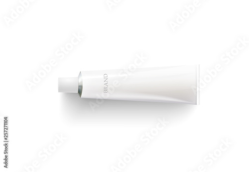 Cream on white background. Empty white background. Cream tube. Clean empty product mockup template. Fresh food. Technology concept vector design.