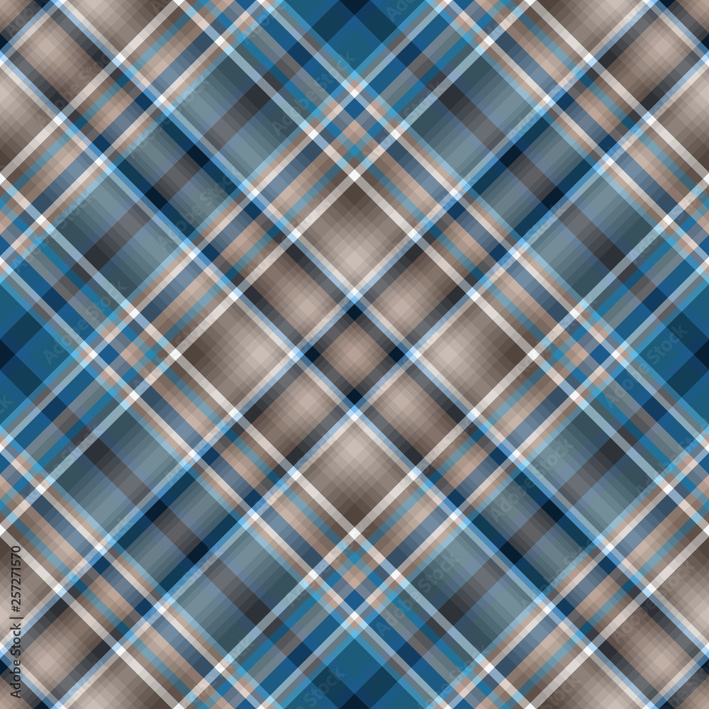 Seamless brown-white-blue checkered pattern. Seamless brown-white-blue checkered pattern.