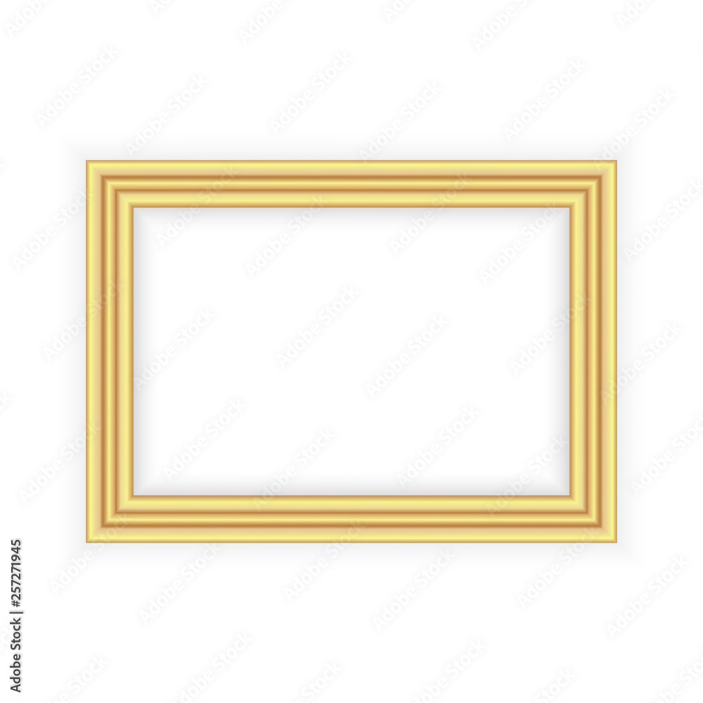 Realistic gold frame isolated on grey background. Perfect for your presentations. Vector illustration. Realistic gold frame isolated on grey background. Perfect for your presentations. Vector illustration.