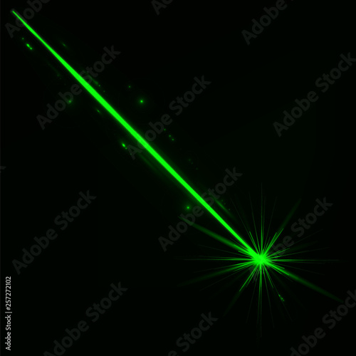 Abstract red laser beam. Isolated on transparent black background. Vector illustration,