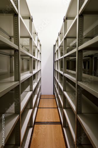 Empty bookshelves dead end