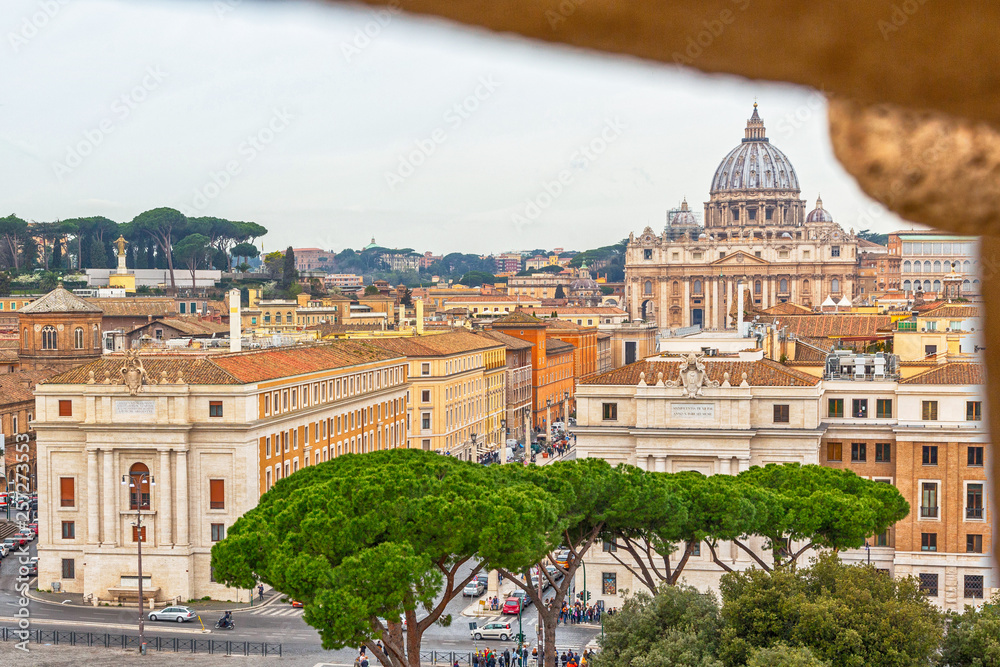 View of old town Rome and Basilica of St. Peter