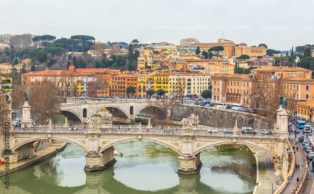 Vittorio Emanuele famous bridge in Rome, Italy