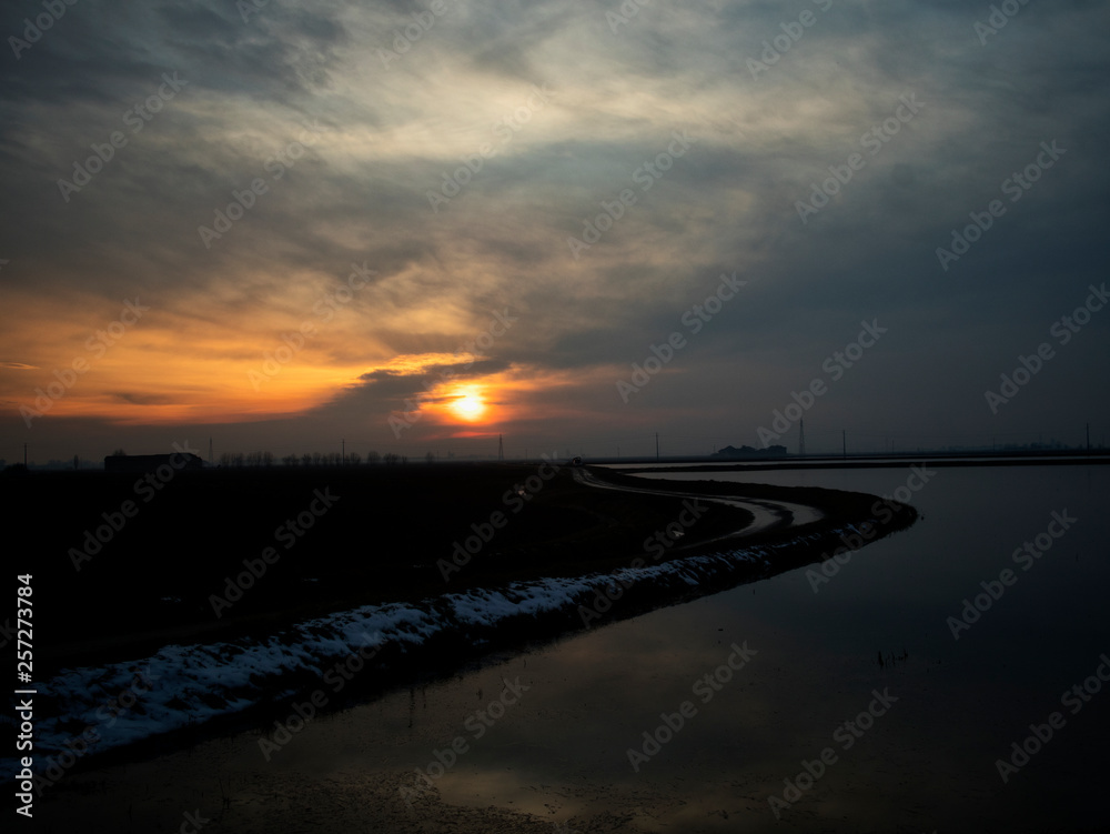 Sunset over the river