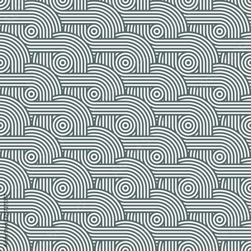 Seamless monochrome texture with diagonally arranged rows of concentric circles