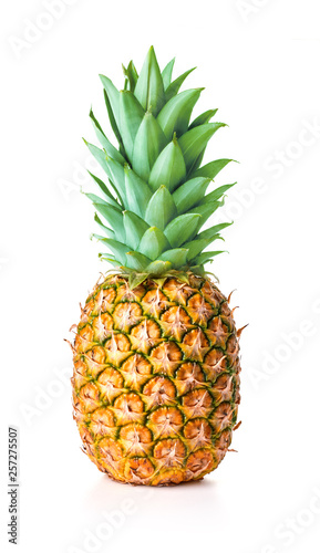 single ripe pineapple isolated on white background