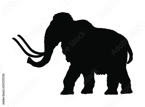 Mammoth vector silhouette illustration isolated on white background.