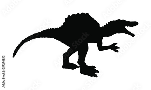 Spinosaurus vector silhouette isolated on white background. Dinosaurs symbol. Jurassic era. Dino sign.
