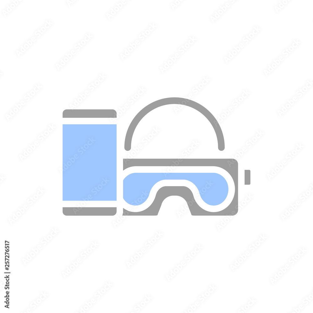 VR glasses with a smartphone icon. Vector illustration. VR glasses with a smartphone icon. Vector illustration.