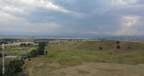 Aerial Drone Shot Above Countryside of Bozeman Montana