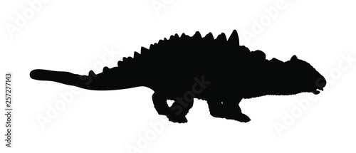 Ankylosaurus vector silhouette isolated on white background. Dinosaurs symbol. Jurassic era. Dino sign.