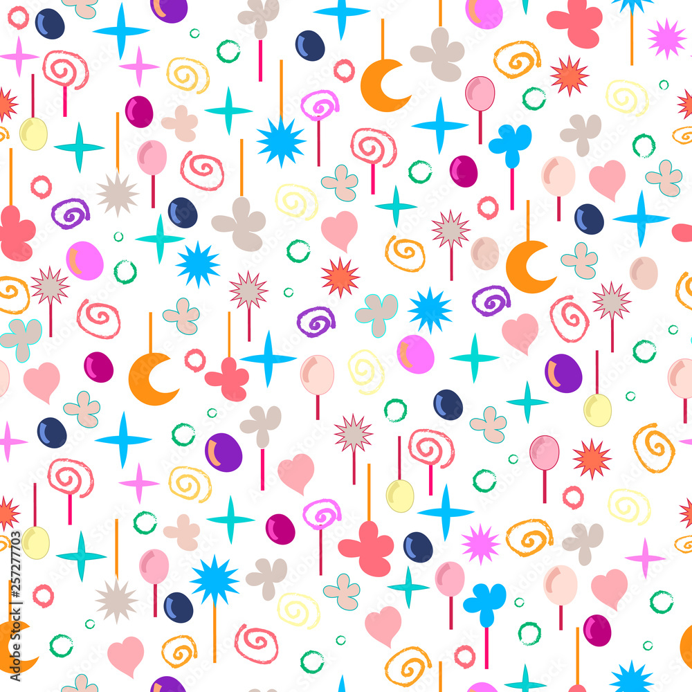 Cosmic seamless Pattern texture with heart, moon, stars, bubble and flowers. Vector textile, wrapping, wallpaper, background Cosmic seamless Pattern texture with heart, moon, stars, bubble and flowers. Vector textile, wrapping, wallpaper, background