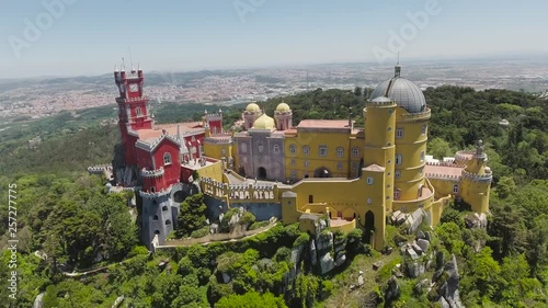 Aerial view of Pena National Palace, Sintra, Portugal