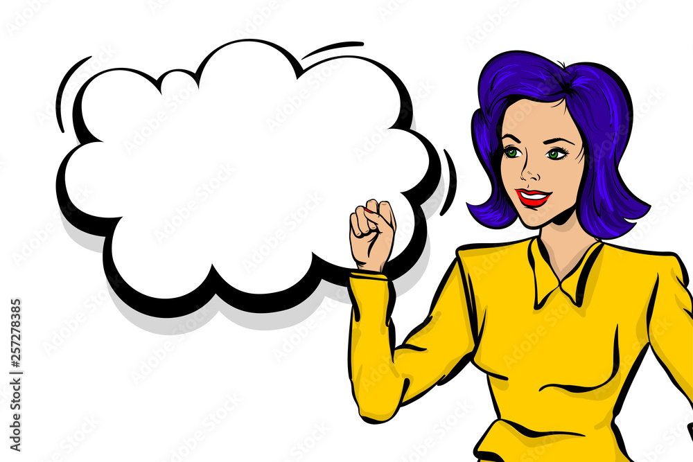Pop art woman retro girl happy face Pop art woman retro girl happy face