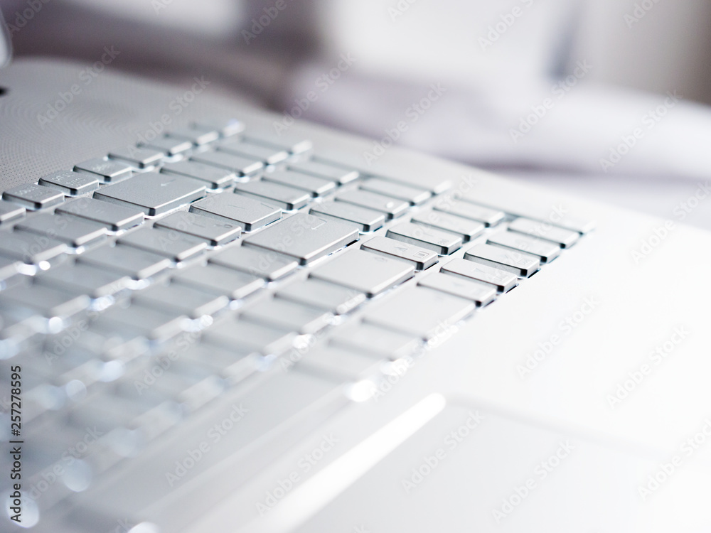 laptop computer detail with copy space and shallow depth of field