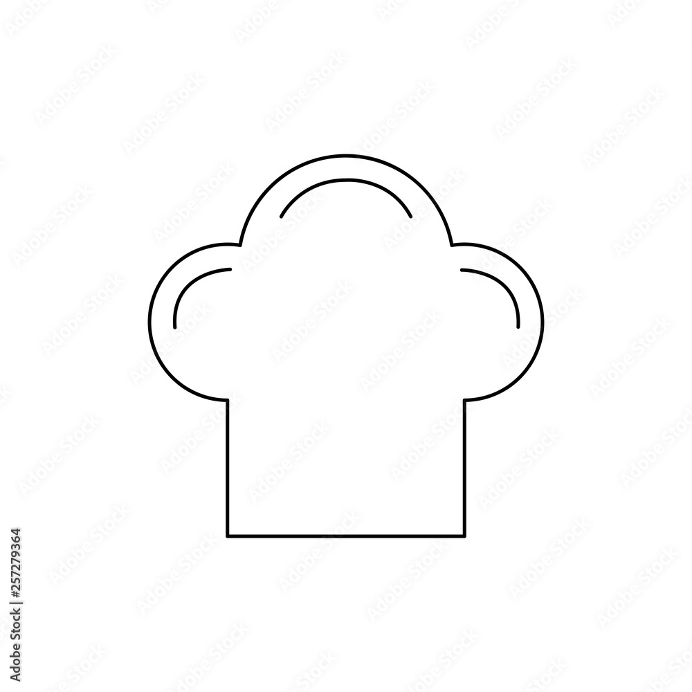 Flat line monochrome chef hat icon for web sites and apps. Minimal simple black and white chef hat icon. Isolated vector black chef hat icon on white background. Flat line monochrome chef hat icon for web sites and apps. Minimal simple black and white chef hat icon. Isolated vector black chef hat icon on white background.