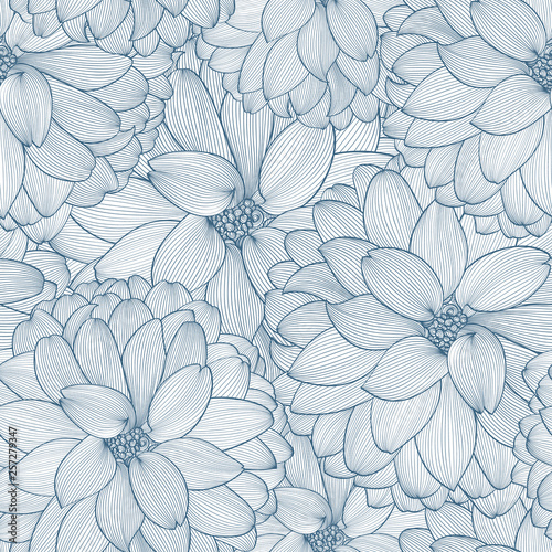 Flower background with flowers dahlias. Hand-painted flowers dahlias. Elements for the design of wall decor, home decor.