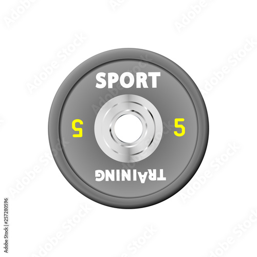 Dense grey weight plates numbered weights. 5. Illustration vector equipment for barbells. GYM, fitness center with provision simulators