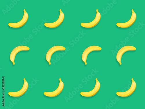 Set of bananas on colorful background, seamless pattern