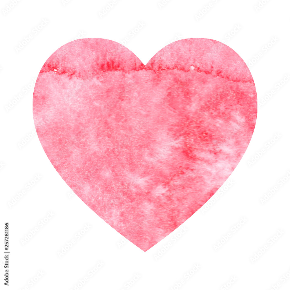 Hand drawn watercolor heart texture i love you valentine february icon logo