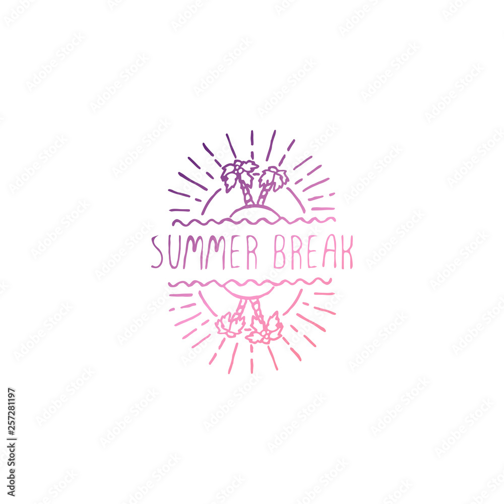 Fototapeta premium Hand Drawn Summer Slogan Isolated on White. Summer Break