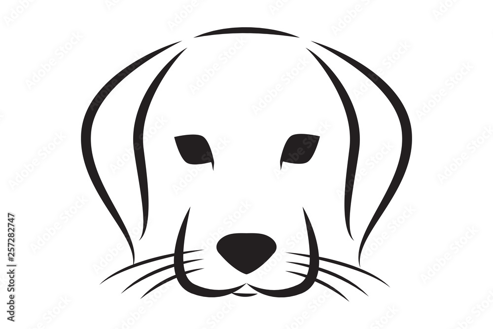 Lined vector silhouette of dog`s head. Funny cartoon puppy head. Hand drawn animal face. Lined vector silhouette of dog`s head. Funny cartoon puppy head. Hand drawn animal face.
