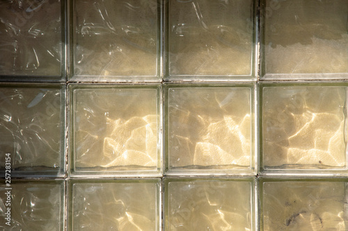 Square glass blocks on a house wall
