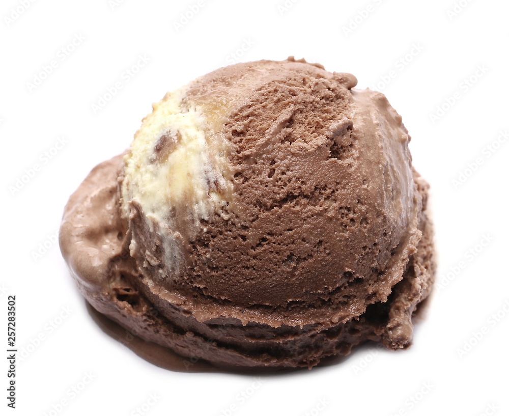 Chocolate ice cream ball isolated on white, series Chocolate ice cream ball isolated on white, series