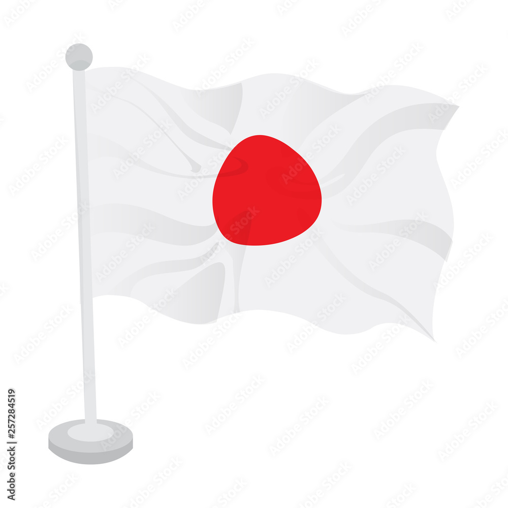 Waving flag of Japan on a flagpole. Vector illustration design Waving flag of Japan on a flagpole. Vector illustration design
